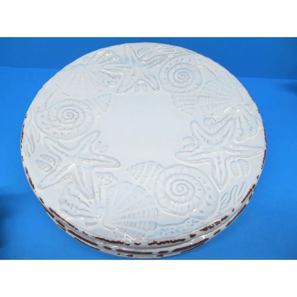 Mud Pie Sanibel Sea Shell Salad Dessert Plates 8